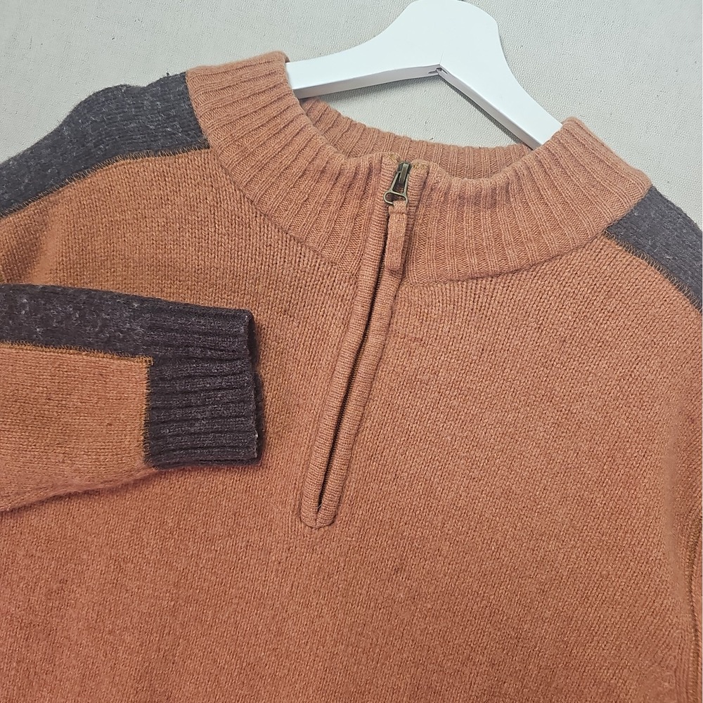 Life is Good Men's XL Lambswool 1/4 Zip Pullover Sweater Orange Extra Large